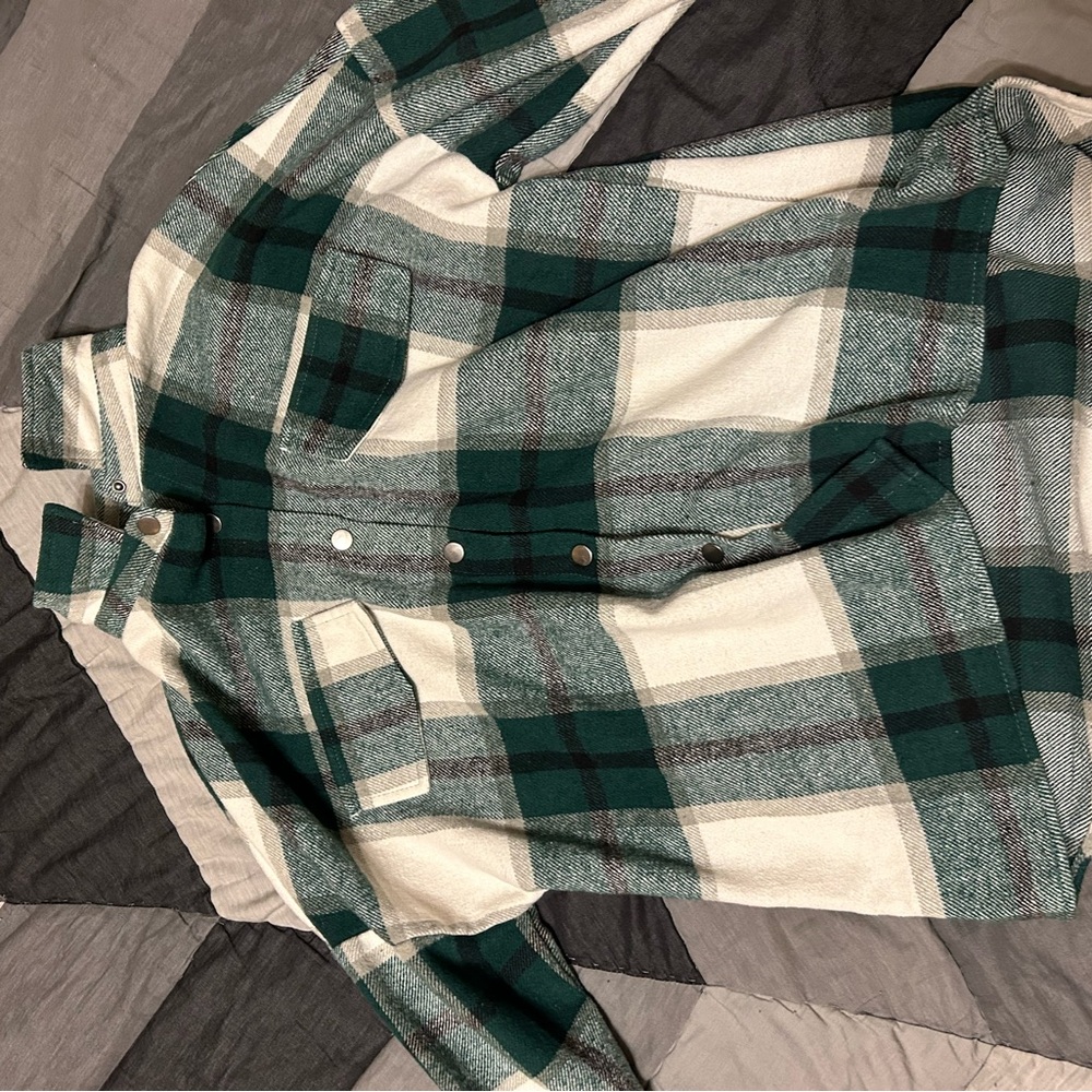 Green SHEIN flannel jacket
